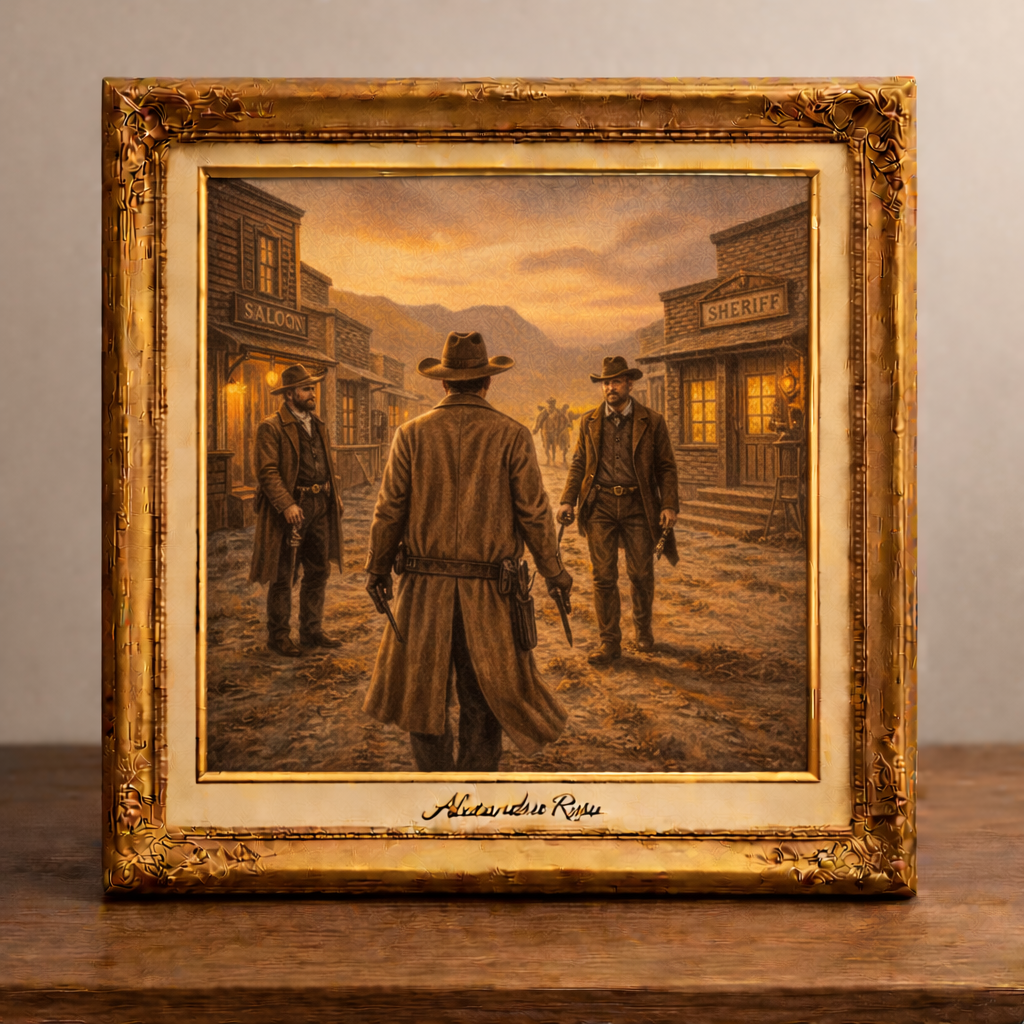 Cowboys at sunset in the Wild West