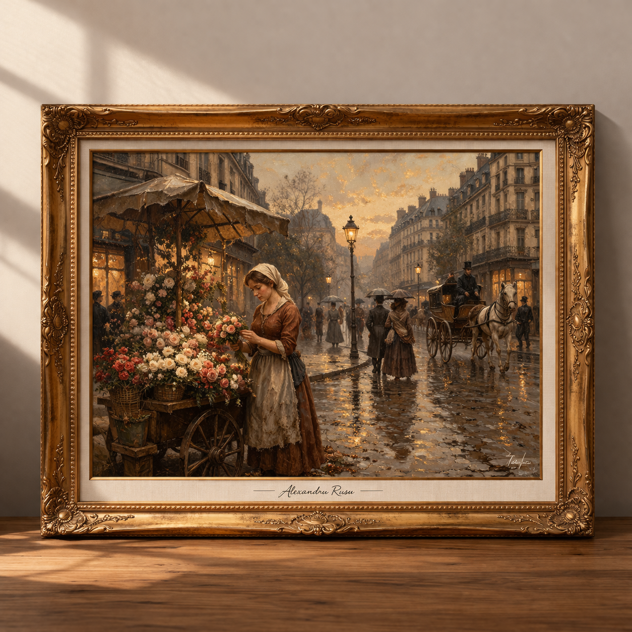 Parisian street scene in soft light