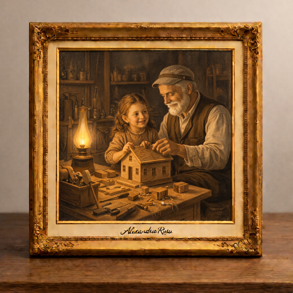 Père et fille dans l'atelier